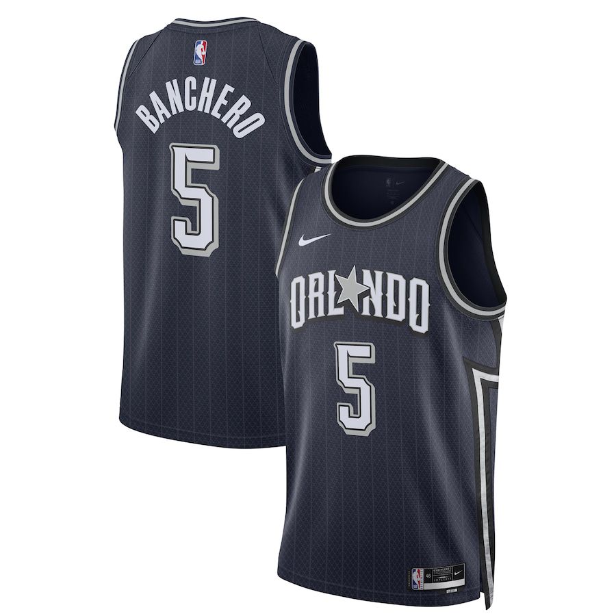 Men Orlando Magic 5 Paolo Banchero Nike Navy City Edition 2023-24 Swingman NBA Jersey